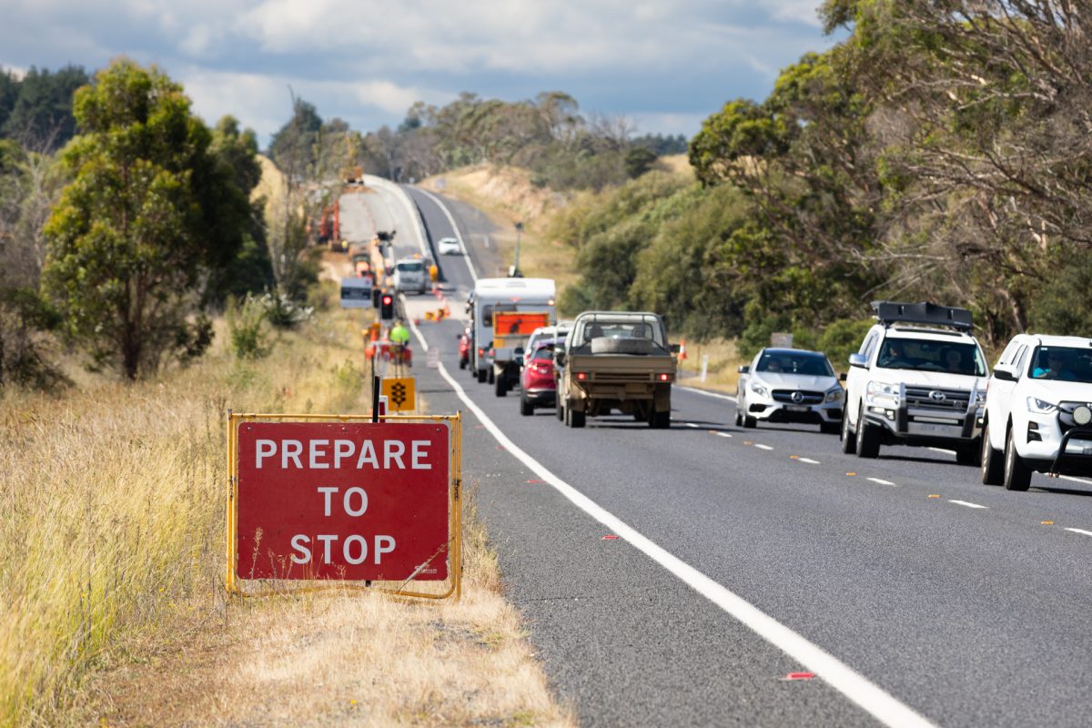 Cars on highway at roadworks