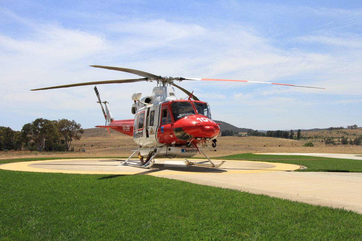 firefighting helicopter on the ground.
