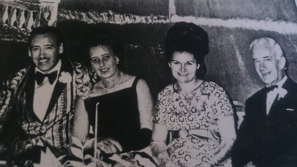 Ellnor Grassby with husband Al alongside Elaine and Tom Dyball