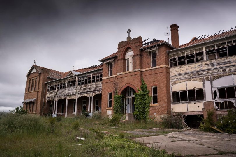Exterior of dilapidated St John's Orphanage in Goulburn