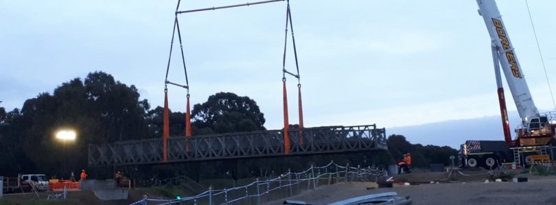 Bridge being craned into position