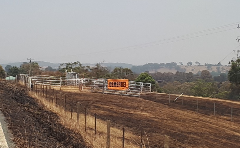 protest sign in rural area 