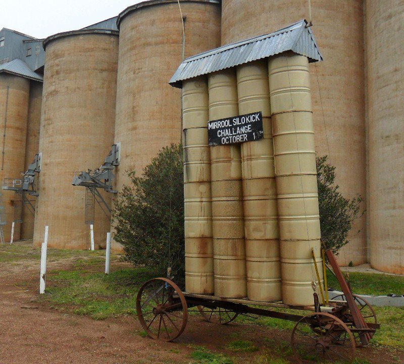 Mirrool silos with a smaller version of the silos constructed from 44 gallon drums 