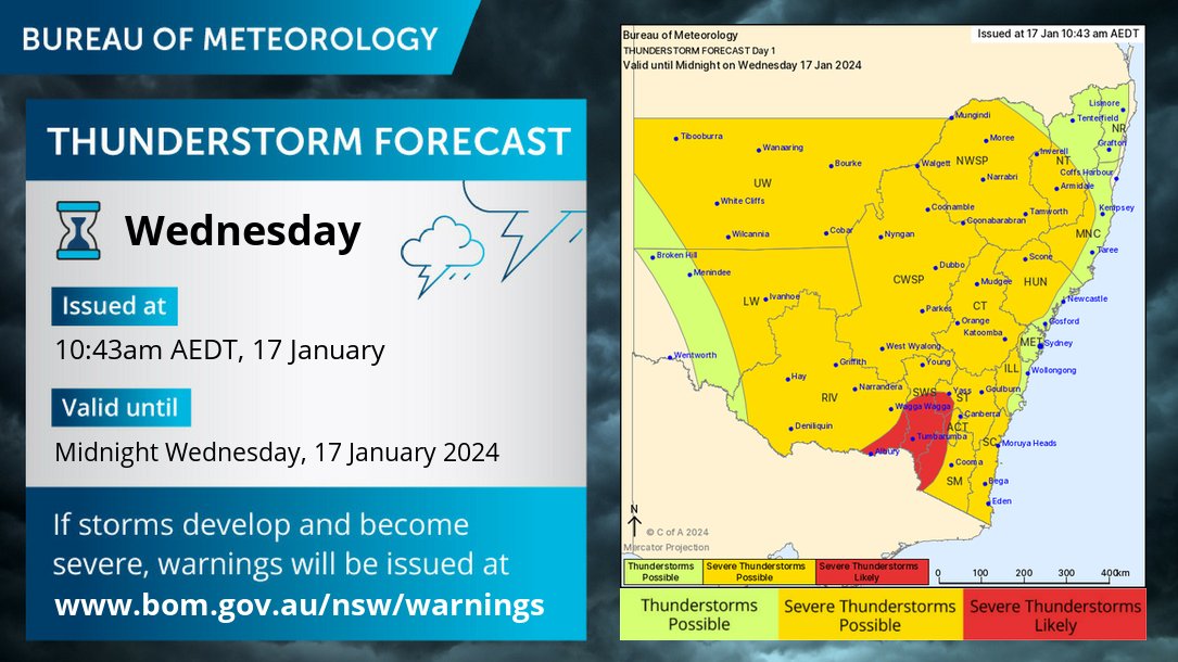 The BoM is also warning of possible wind gusts.
