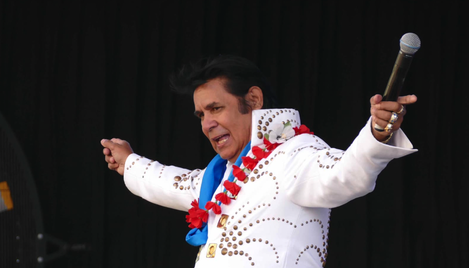 A man in an Elvis costume