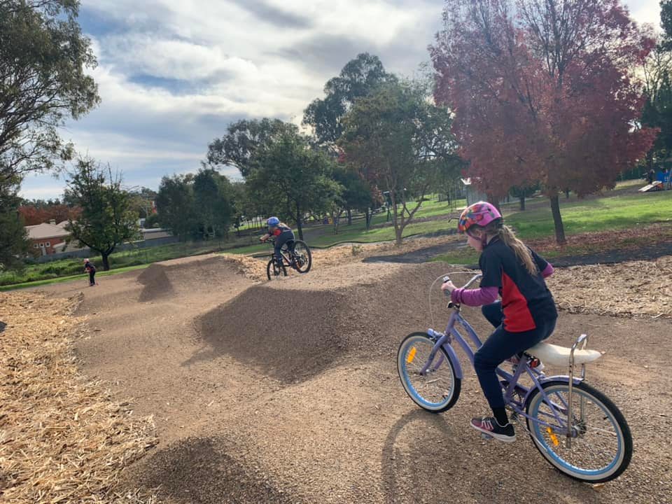 Kids on bike jump tracks