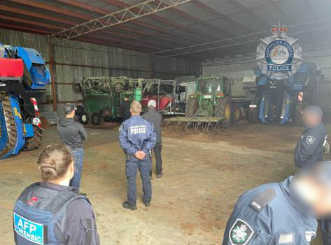 police officers in warehouse