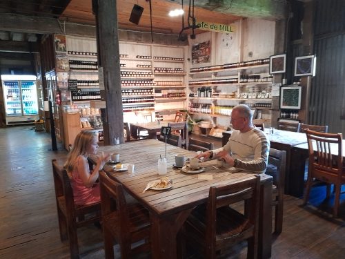 father and daughter eating at the Mill Cafe in Junee