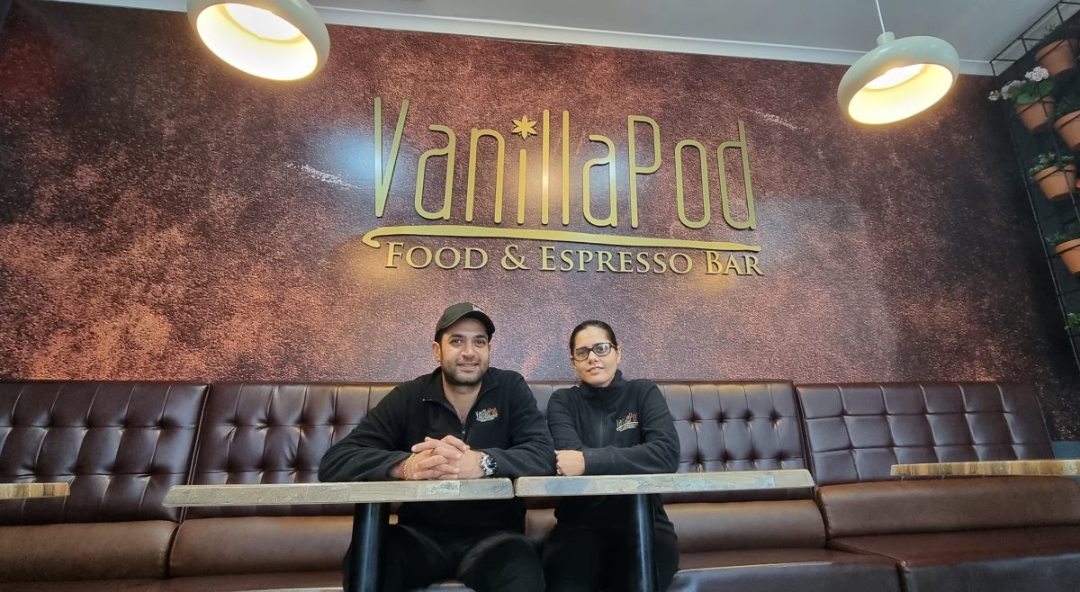 Gourav Bahri and Richa Bahri seated at Vanilla Pod Food and Espresso Bar in Wagga
