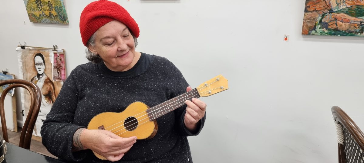 Woman on ukulele