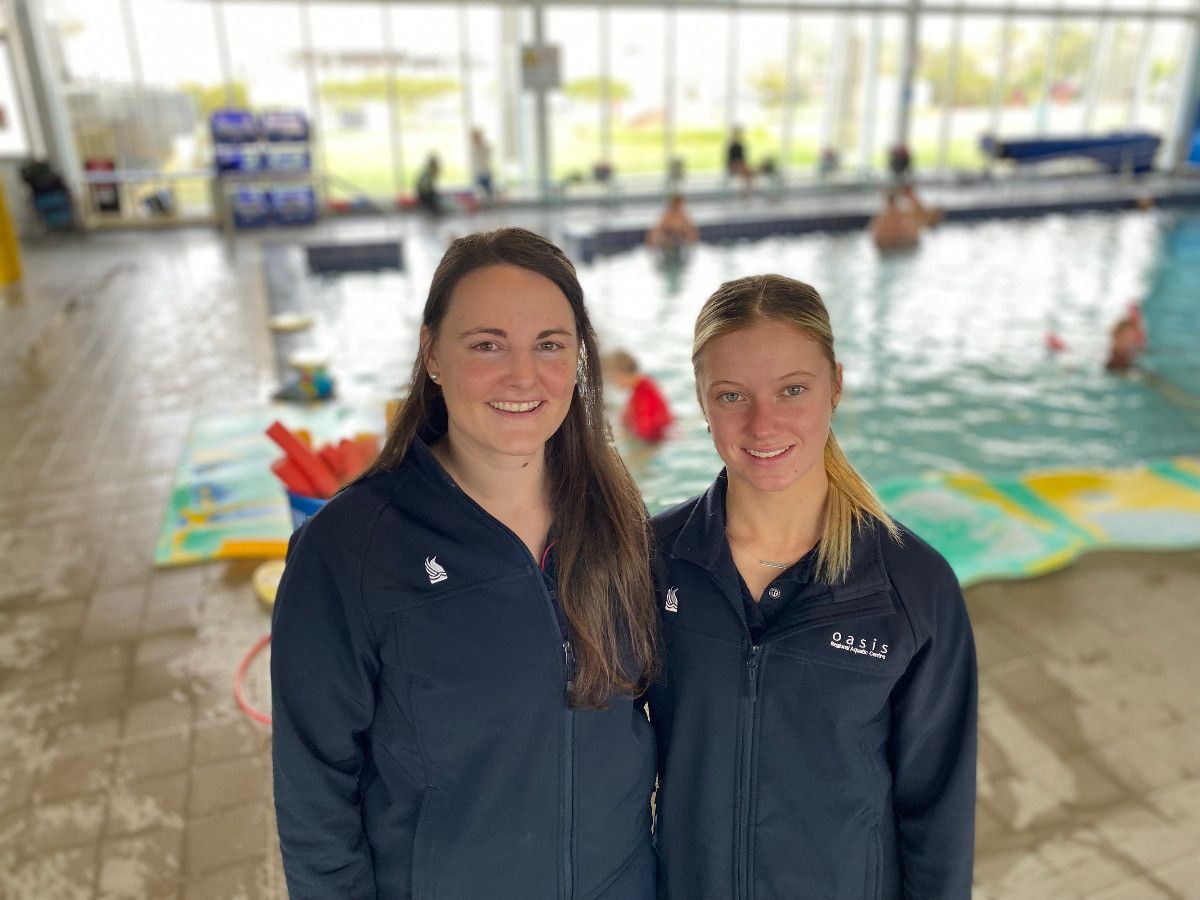 Oasis programs supervisor Lauren Attwood and Learn to Swim team leader Breanna Wendt
