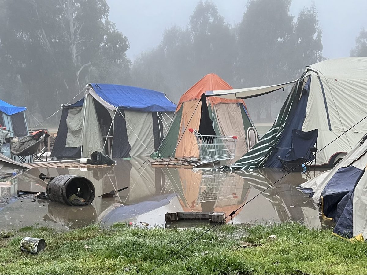 abandoned flooded tents