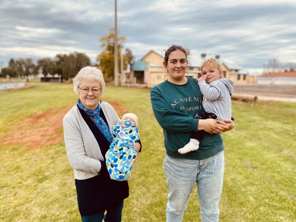 Kerrie Brill with her grandson and Zoi McMaster with her son. 