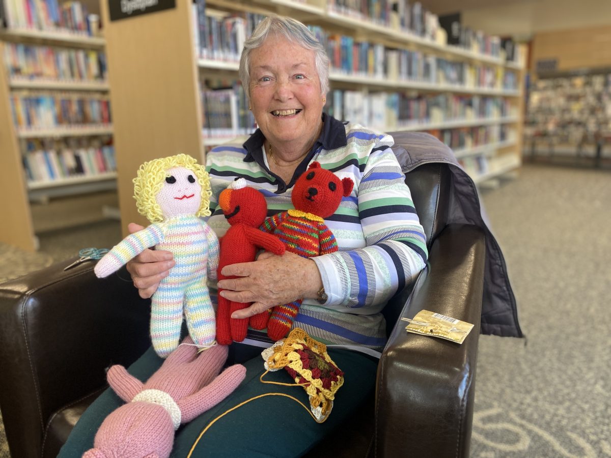 Margaret Taylor with teddy bears. 
