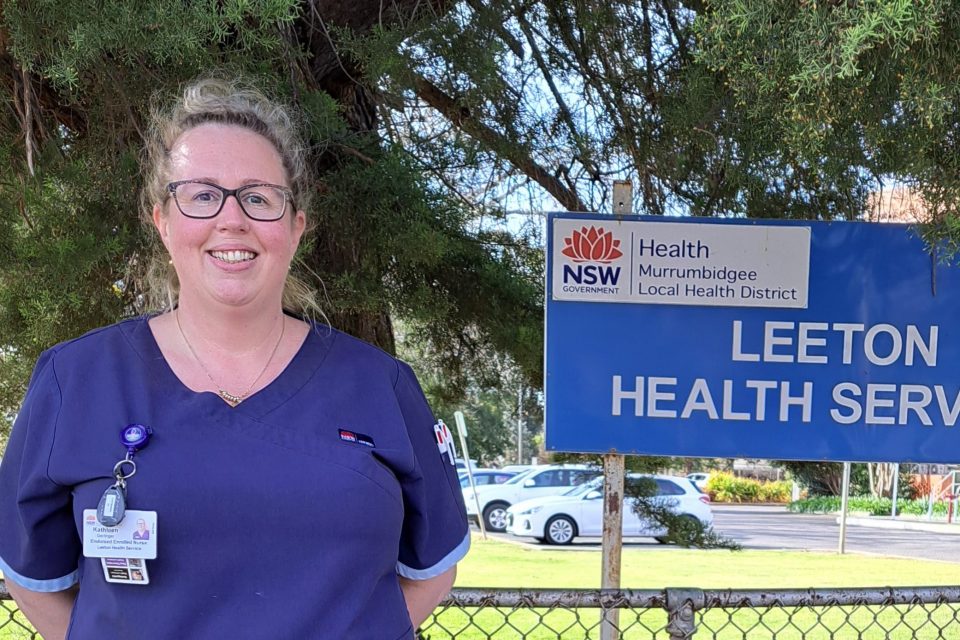 Kate Gerlinger (nee McNamara) loves the freedom and safety of her hometown, and is glad she can give her children the same experiences she had and loved so much as a child. Photo: Murrumbidgee Local Health District.
