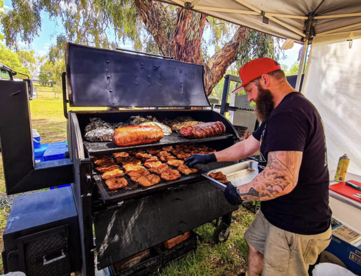 man at bbq