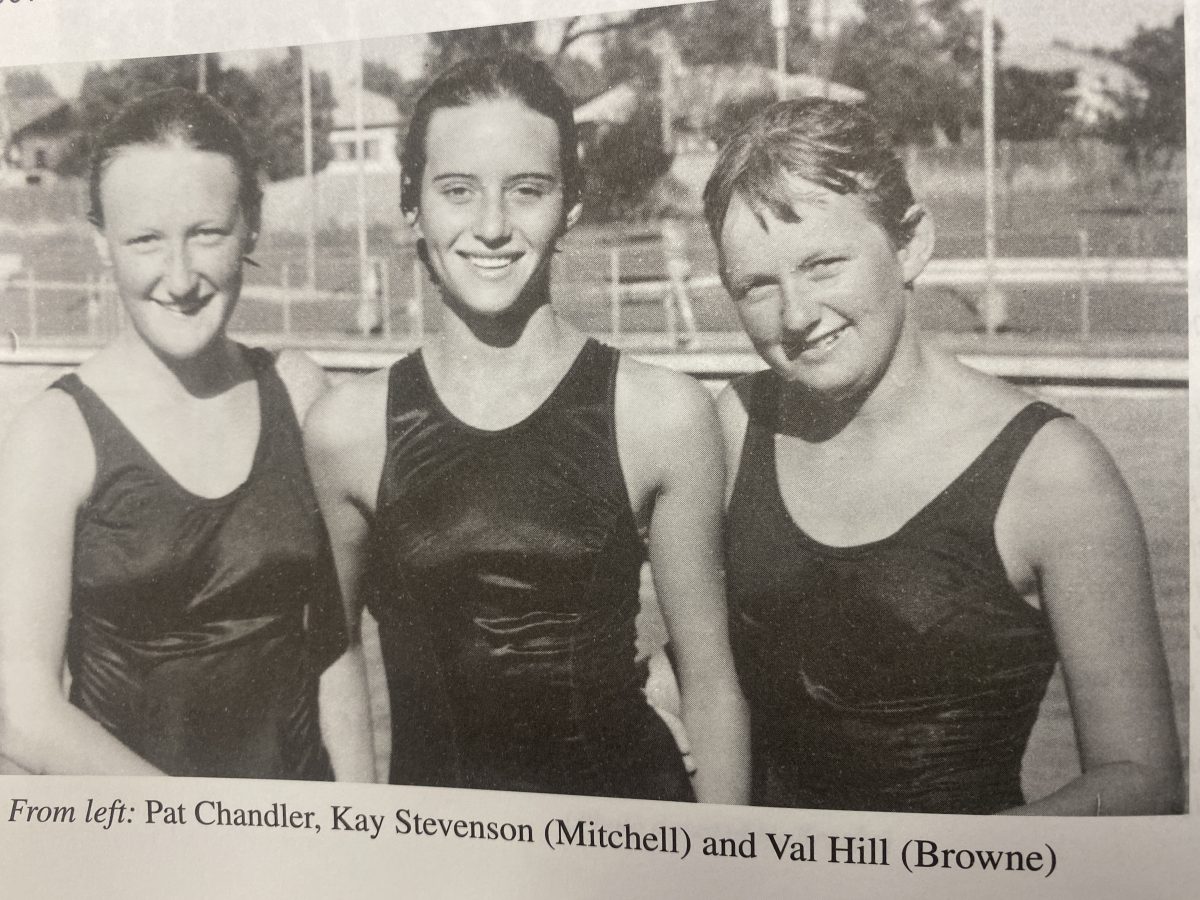 Three swimmers, old photo