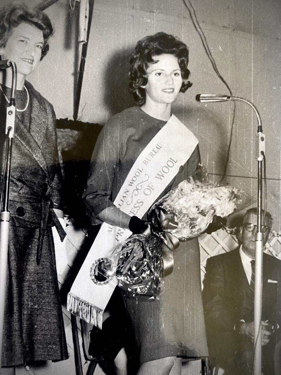 Kay Stevenson crowned wool princess. 