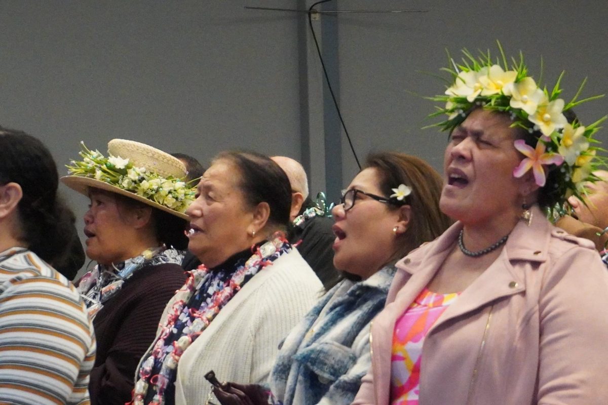 Church members singing