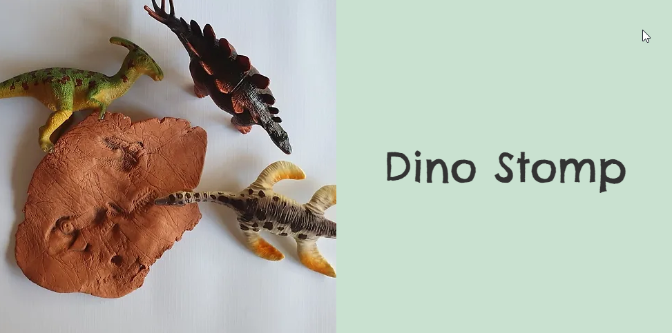 Dinosaur impressions in clay and plastic dinosaur figurines