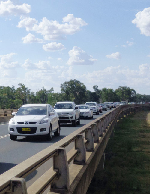 cars on Gobbagombalin Bridge