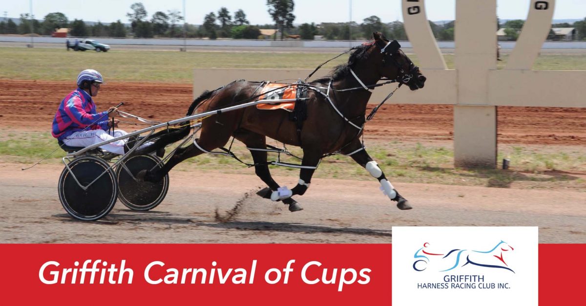 Man pulled by horse at the Griffith Carnival of Cups