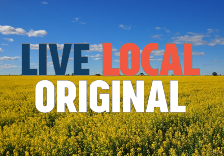 Flyer for Live Local Original event featuring canola fields