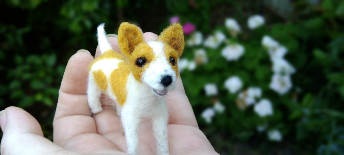 Miniature felt dog