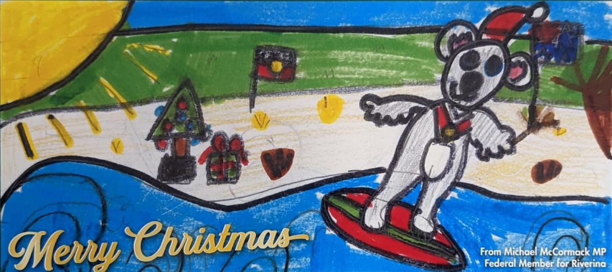 The 2022 Christmas card design competition's winning entry was drawn by Year 2 student Lyra Tenison from Estella Public School