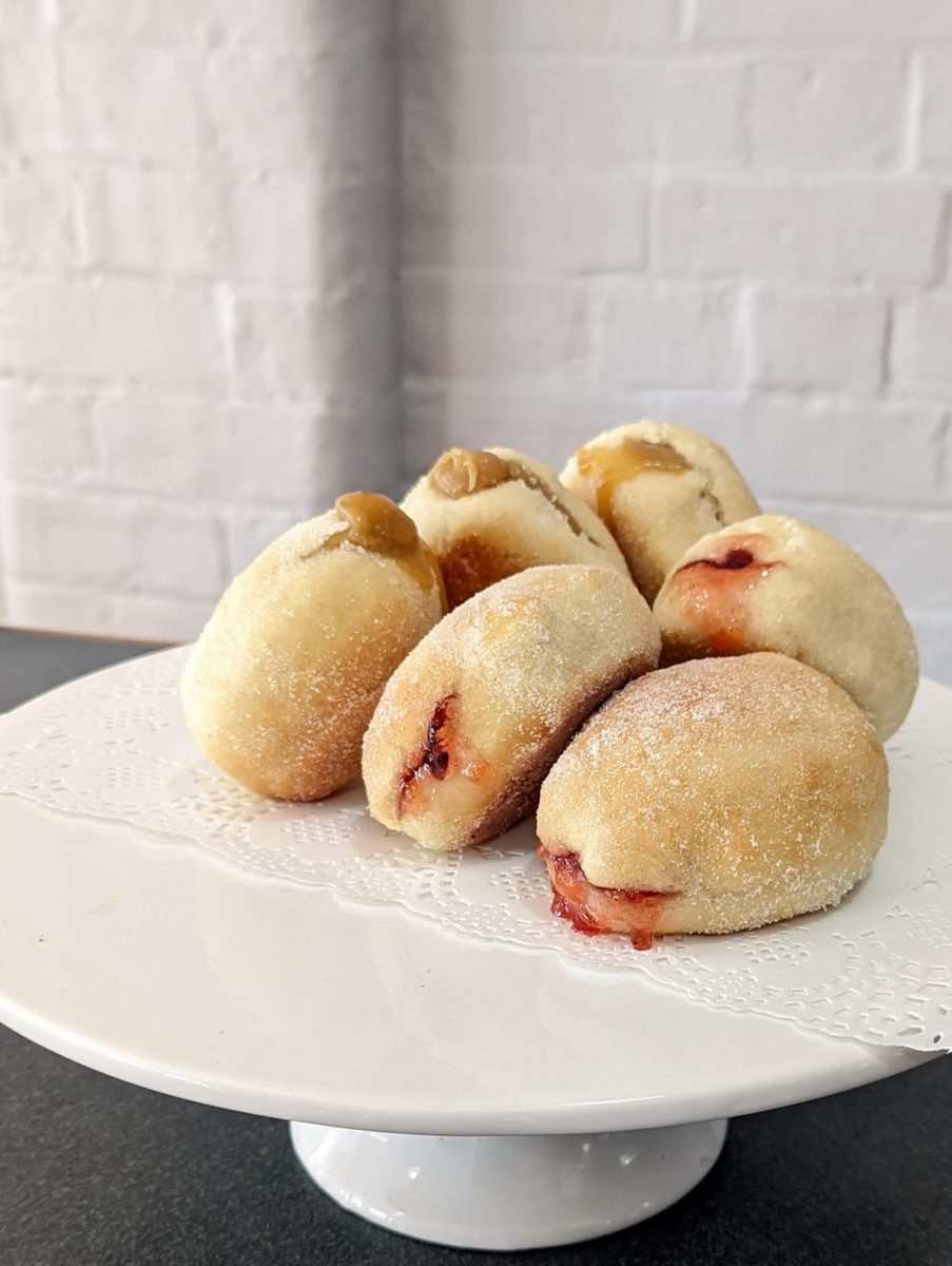 Freshly made buns to try jam filled or salted caramel