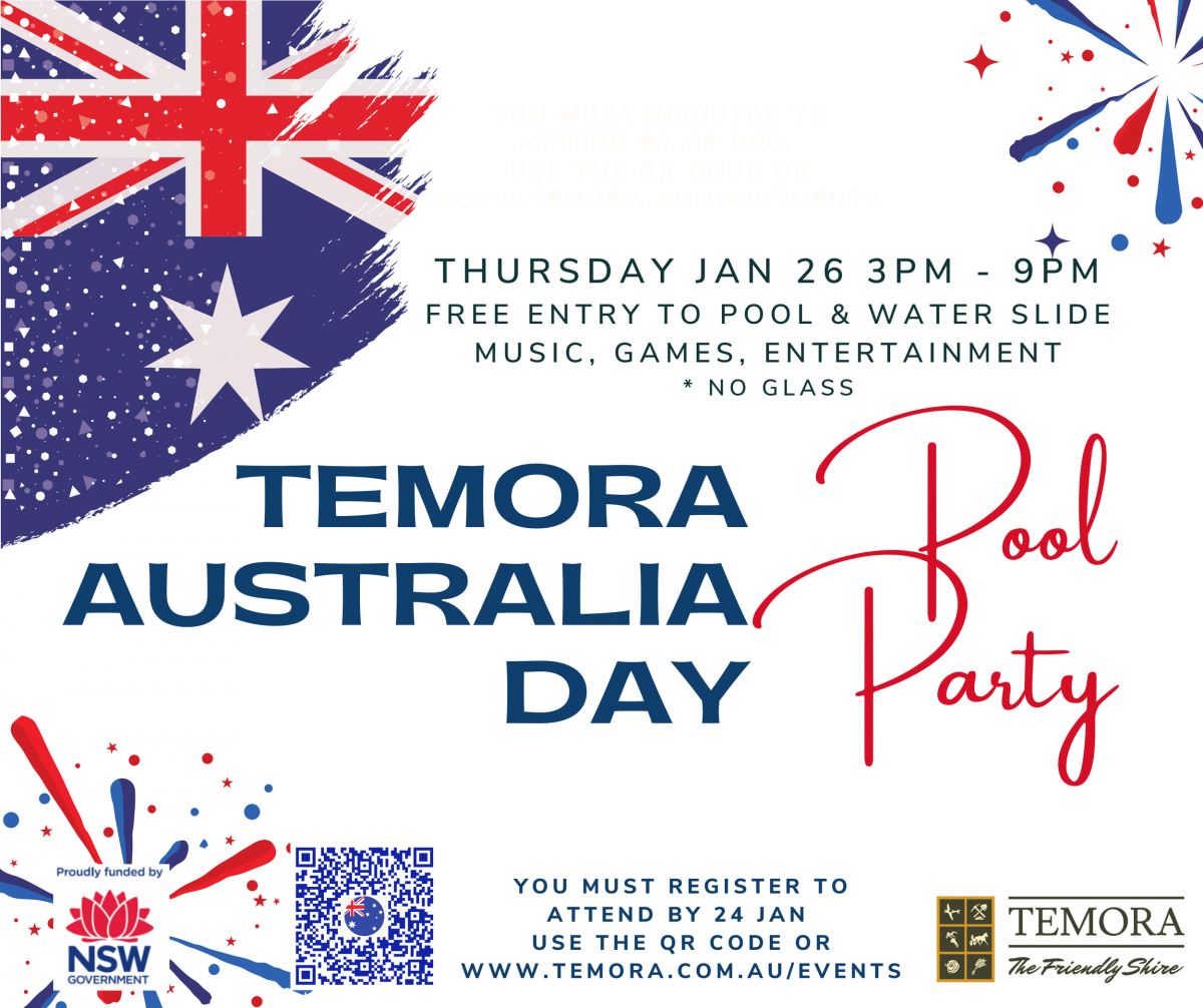 Flyer for Australia Day celebrations in Temora