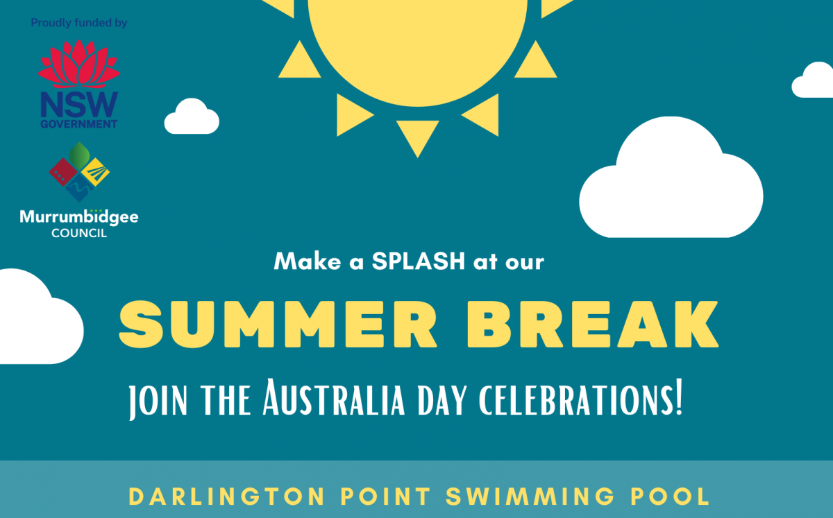 Flyer for Darlington Point Australia Day pool party