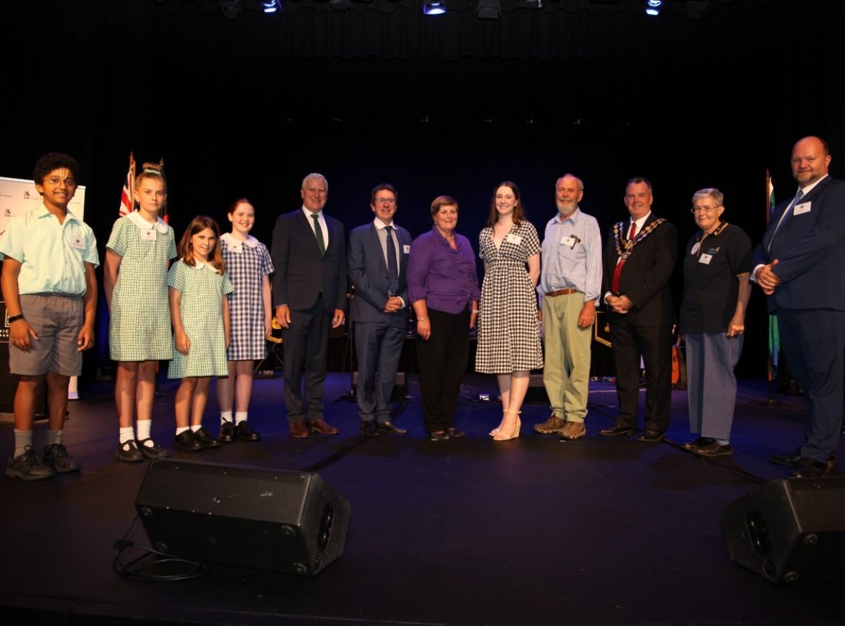 National Anthem singers and recipients from the 2022 Australia Day Awards night at the Civic Theatre