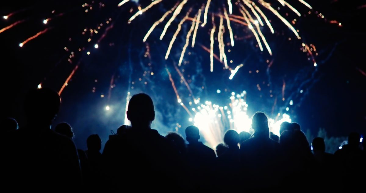 Crowd watching Australia Day fireworks