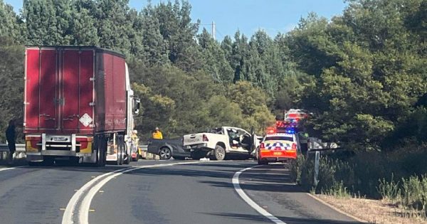 UPDATED: Two people taken to hospital after a head-on collision near Leeton