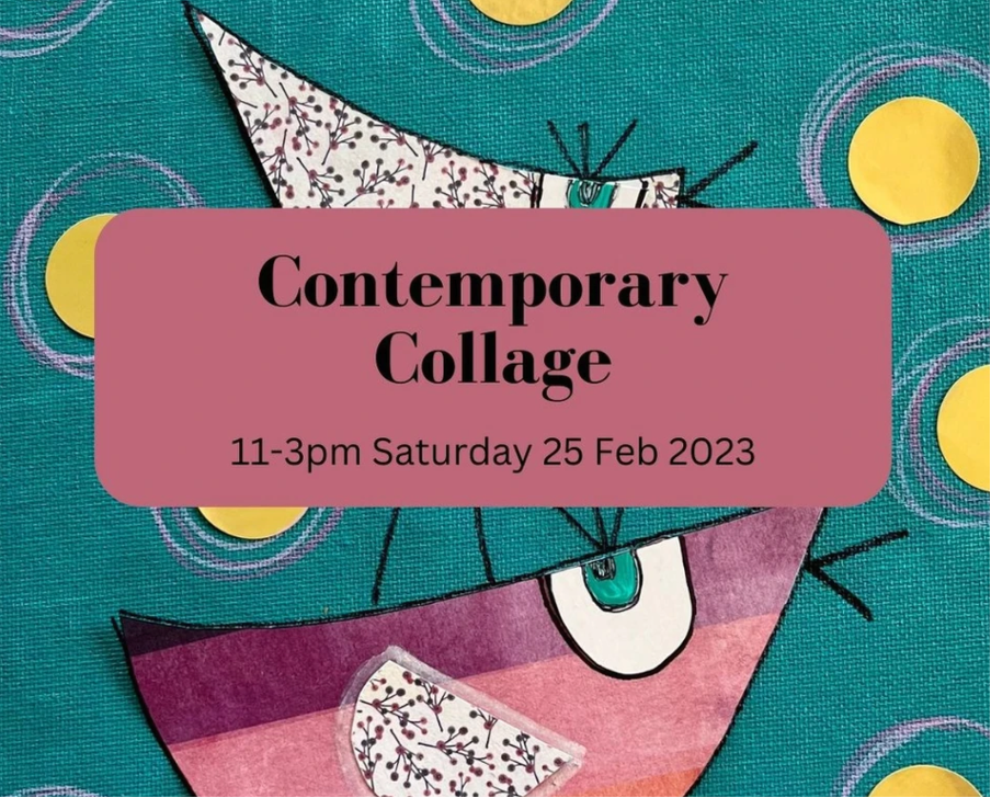 Flyer for a collage workshop at The Little Yellow House in Wagga