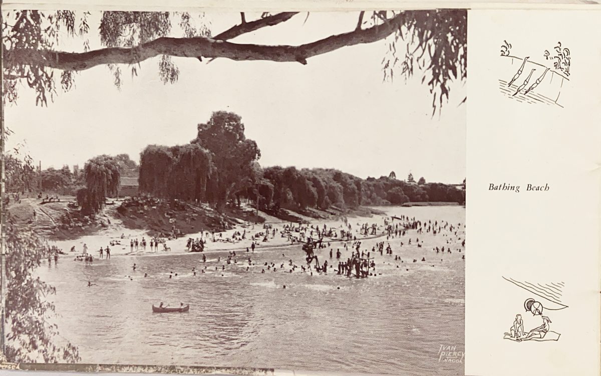 brochure image of people at a beach in 1941