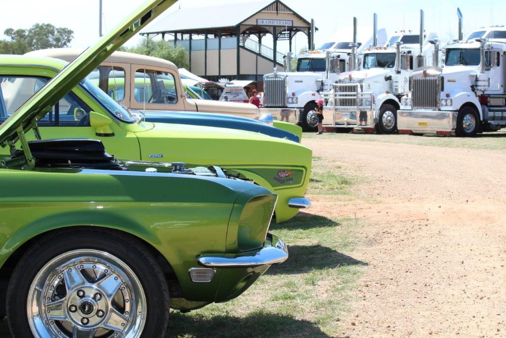 Display of retro cars and trucks