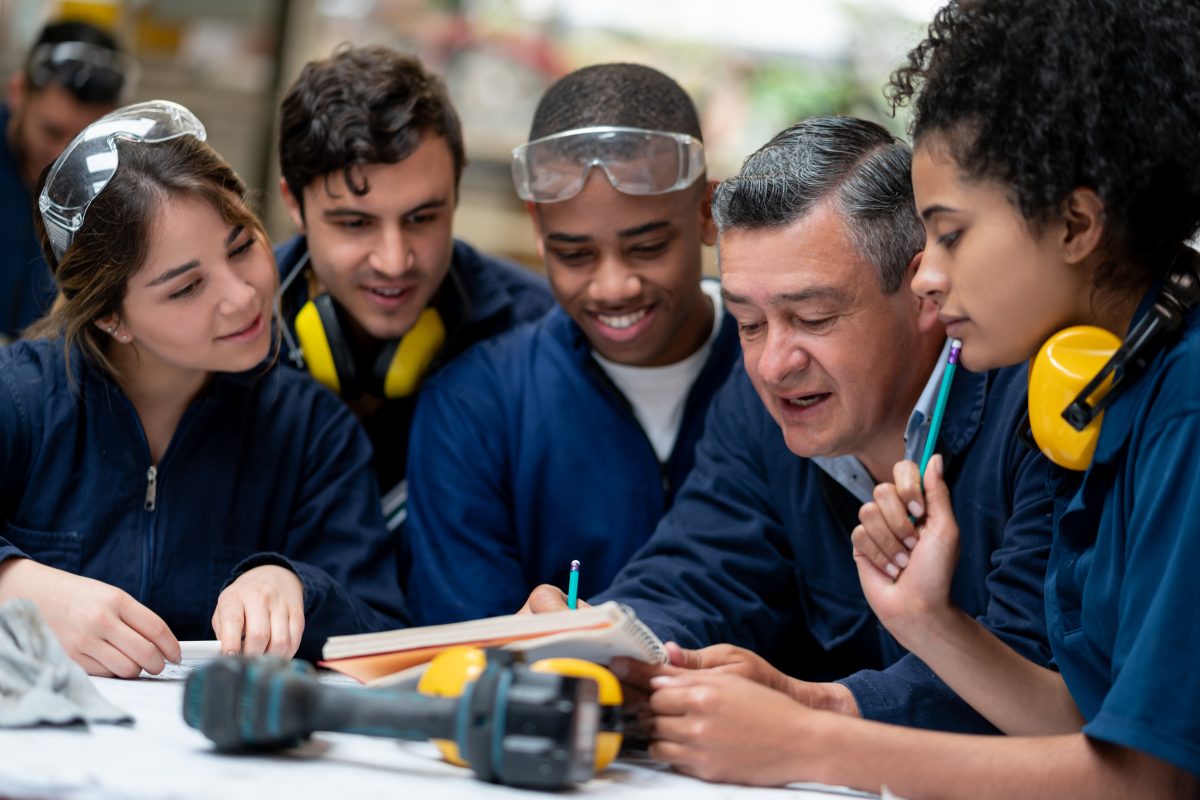 trade teacher and students