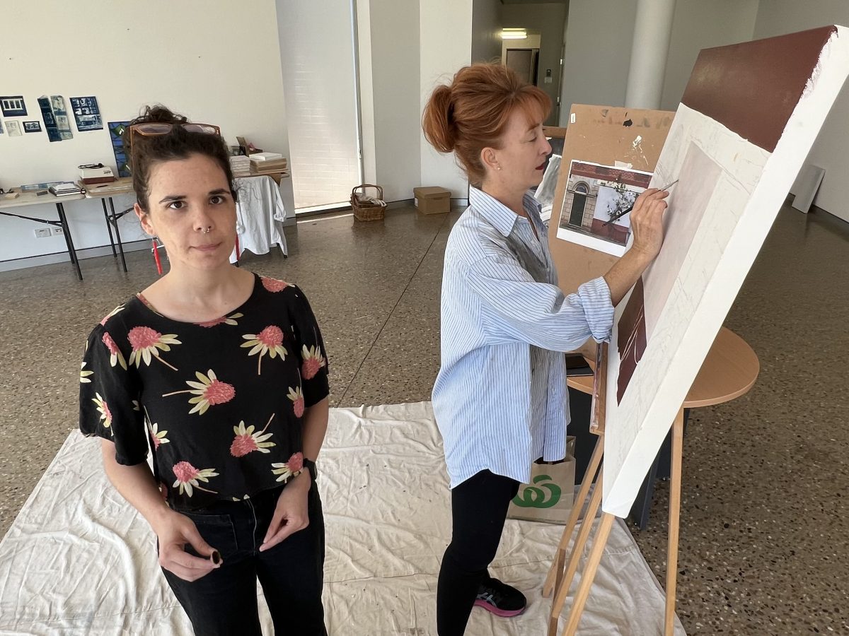 two women in art studio