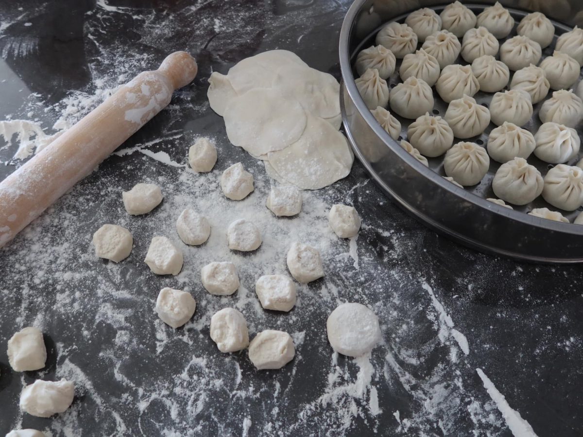 dumplings being made