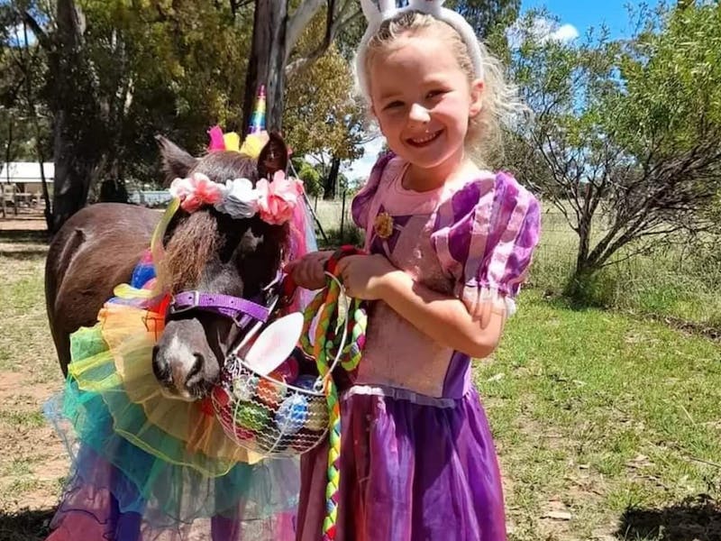 Girl in costume with a horse