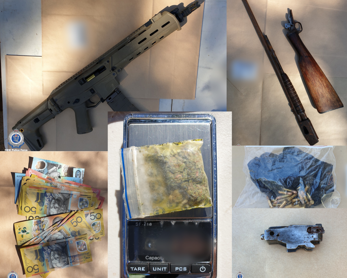 Murrumbidgee Police District allegedly seized prohibited weapons, firearms and drugs