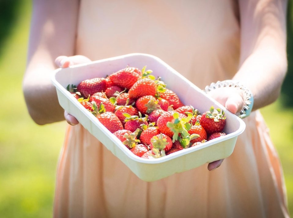 Strawberries in a tray