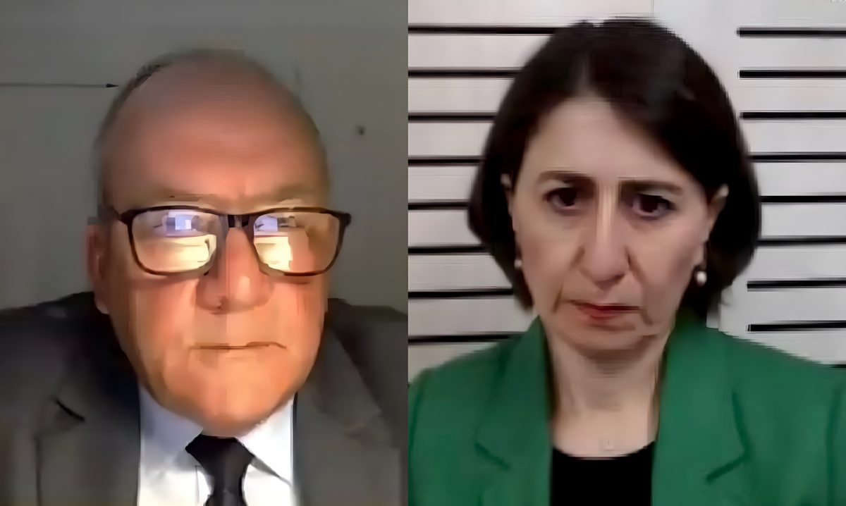 Daryl Maguire and Gladys Berejiklian appearing via video link at the 2021 ICAC hearings. 