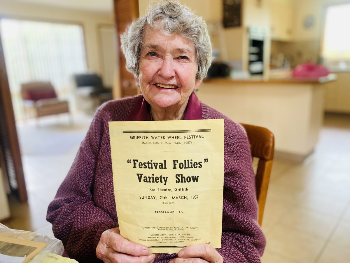Hazel Lorenzi holds the original 1957 Festival Follies program