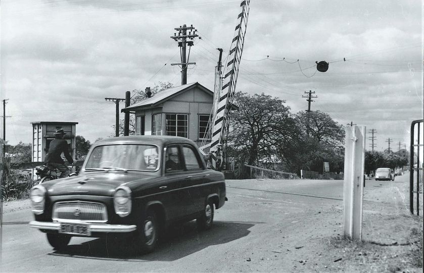 The electric boom gates that were installed in 1943.