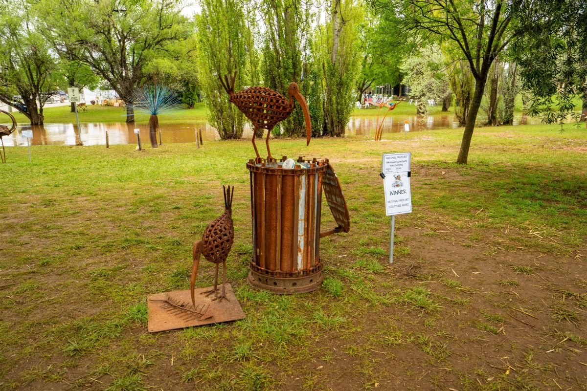 metal sculptures of ibis