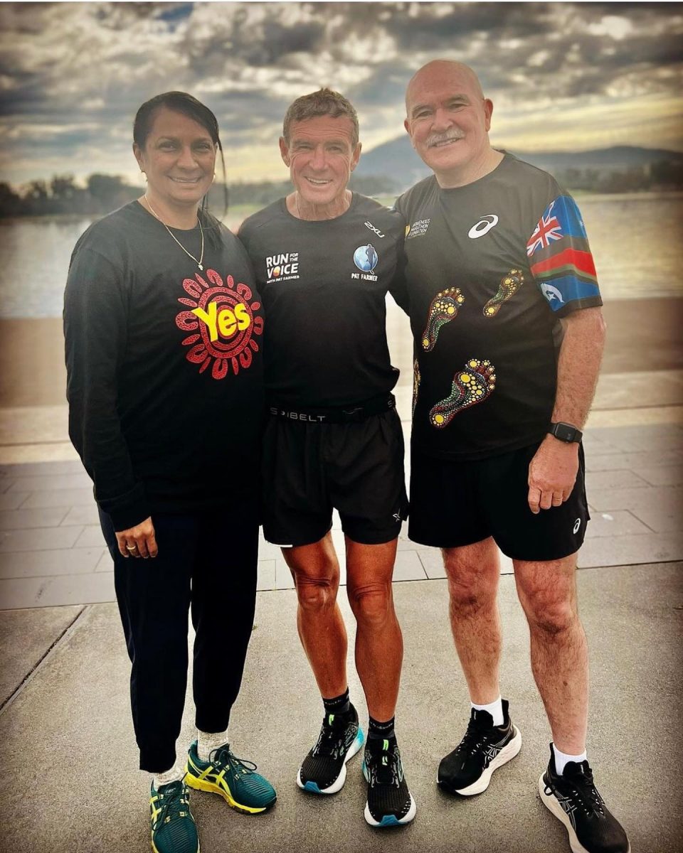 Former Olympians Nova Peris and Rob de Castella joined Pat Farmer for the run in Canberra.