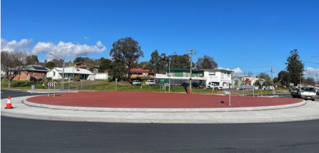 The soon-to-be-opened roundabout outside the Tumut River Brewing C